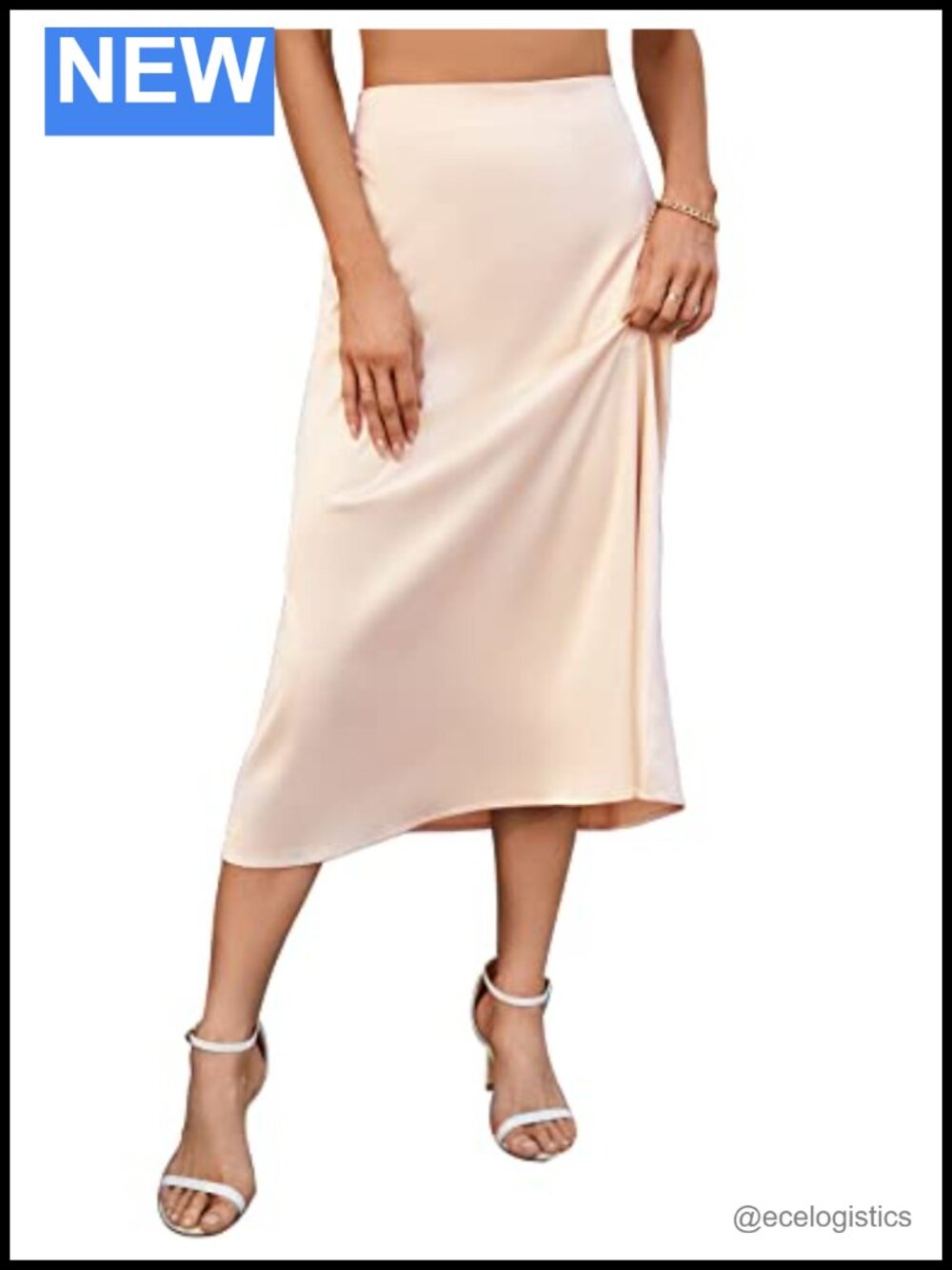 Satin Midi Skirt Lightweight Silk A-Line Swing Summer Skirt